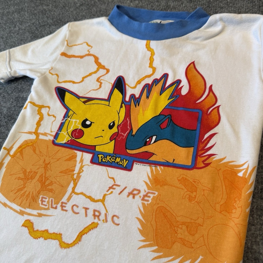 Vintage‎ Pokémon Fire Electric Pikachu Quilava Pajama Top 2000 Charizard Size 10